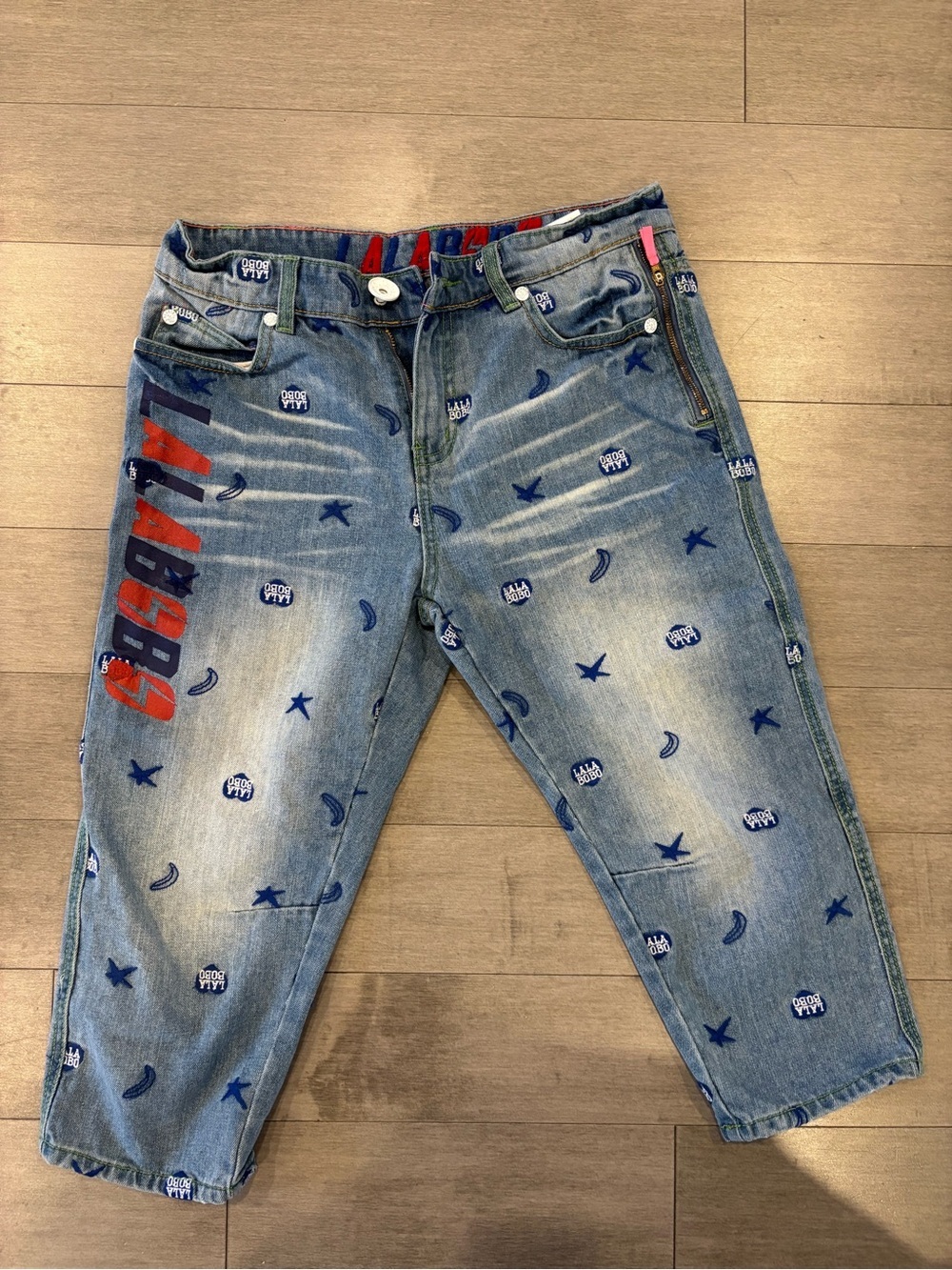Women's Blue Embroidered Denim Shorts - Picture 2 of 15